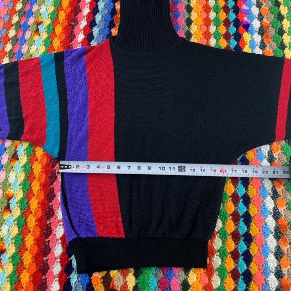 Vintage 90s West Coast Connection Lightweight Colorblock Art Turtleneck … - Picture 13 of 16